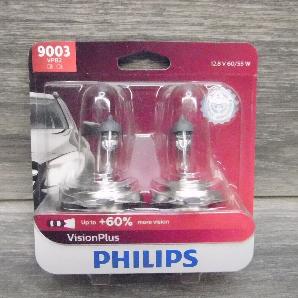 Philips VIsion Plus 60% 9003 HB2 H4 60/55W Two Bulbs Headlight Dual Beam Upgrade